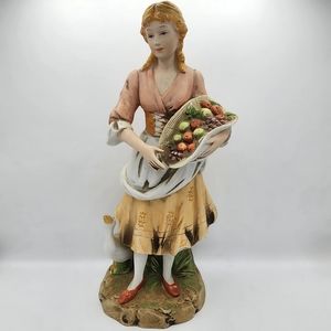 Vintage Homco  Country Girl With Goose Figurine